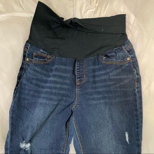 Indigo Poppy Distressed Maternity Jeans XL
